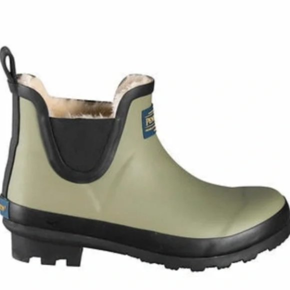 Pendleton Fur Lined Chelsea Olive Ankle Rubber Rainboots NIB - Picture 2 of 8